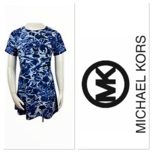 Michael Kors blue abstract print dress size 8